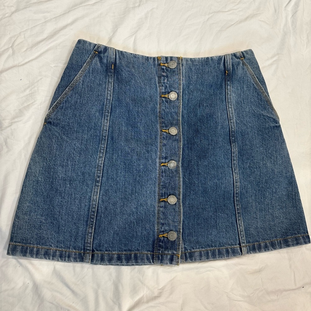 Wilfred Blue Denim Mini Skirt